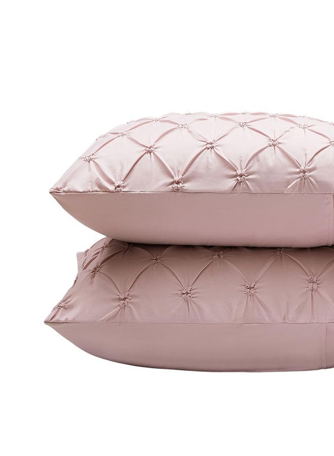 فوليا أغطية وسائد مزخرفة من الألياف الدقيقة خفيفة الوزن من فوليا، بتصميم ثنيات متداخلة، مقاس قياسي 20 بوصة × 26 بوصة، لون وردي باهت، عبوة من قطعتين - Image 4