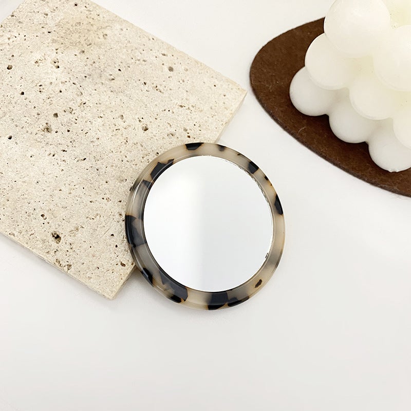 Japanese And Korean Ins Style Simple Acetic Acid Small Round Mirror Cyber Popular Small Portable Makeup Mirror Outgoing Portable Handheld Makeup Mirror - Image 4