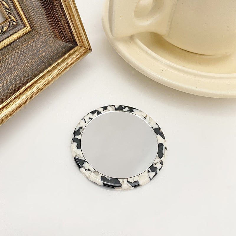 Japanese And Korean Ins Style Simple Acetic Acid Small Round Mirror Cyber Popular Small Portable Makeup Mirror Outgoing Portable Handheld Makeup Mirror - Image 1