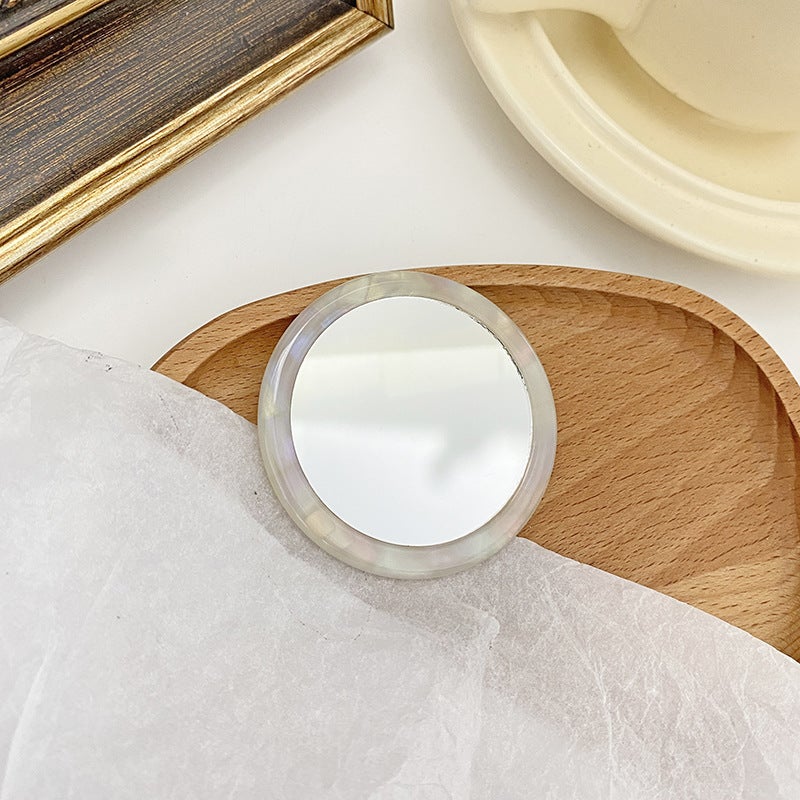 Japanese And Korean Ins Style Simple Acetic Acid Small Round Mirror Cyber Popular Small Portable Makeup Mirror Outgoing Portable Handheld Makeup Mirror - Image 3