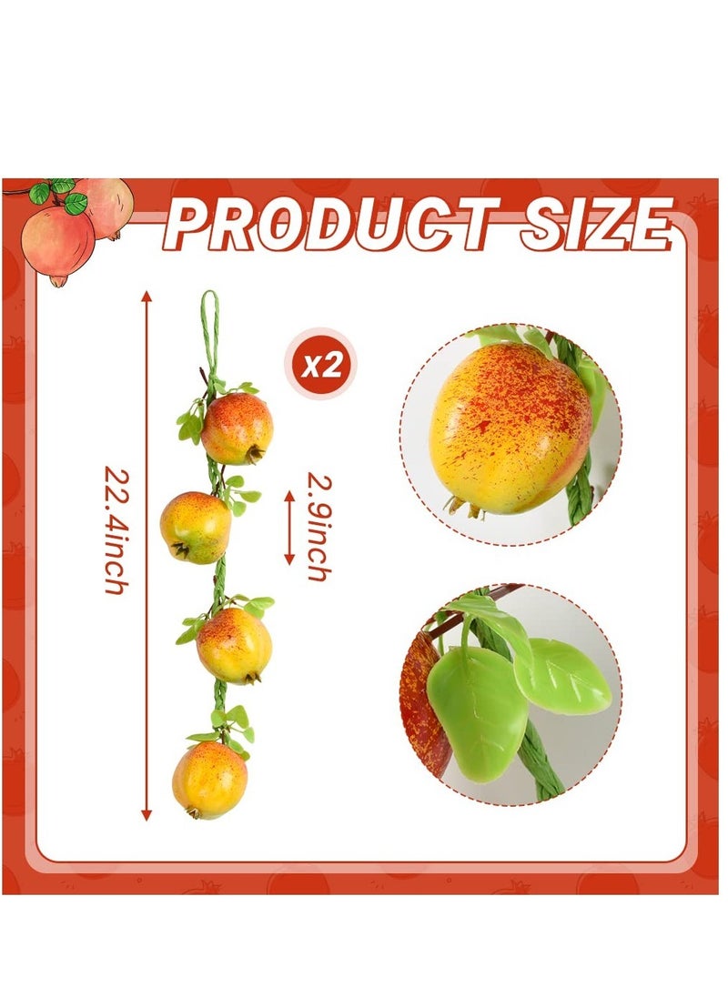 Artificial Fruit Hanging Strings, 2Pcs Fake Pomegranate Bunch Lifelike Fruit for Home Kitchen Hanging Ornaments Farmhouse Wall Decor Photography Props