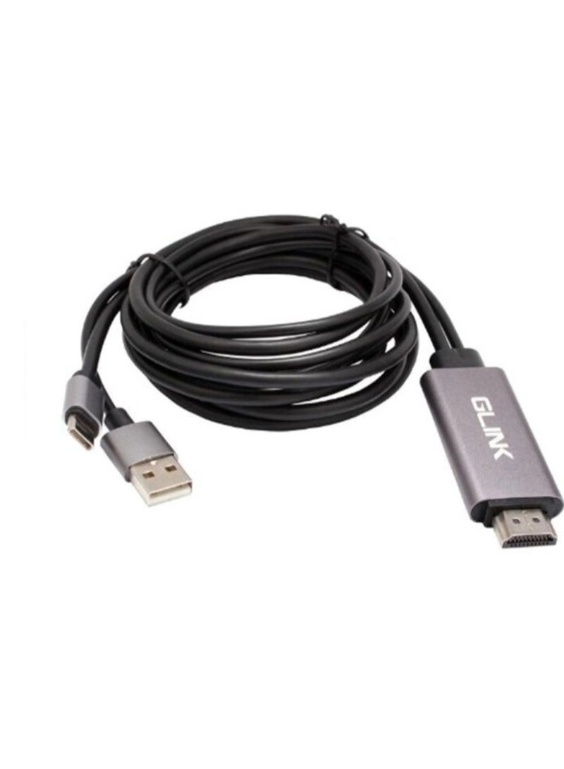 جلينك GLINK (GL-057) - من النوع C إلى كابل HDMI من هاتف محمول HDTV - Image 1