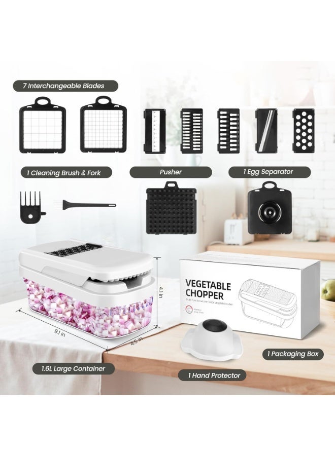 RION 15-in-1 Multifunction Vegetable Chopper with 7 Interchangeable Blades for Slicing, Dicing & Grating (Black/White) - Image 2