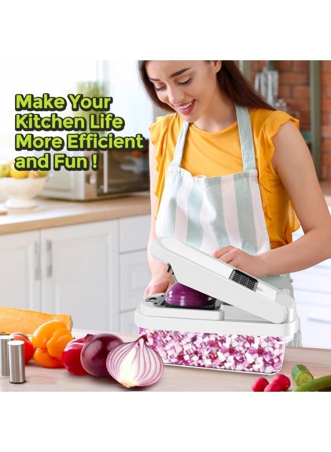 RION 15-in-1 Multifunction Vegetable Chopper with 7 Interchangeable Blades for Slicing, Dicing & Grating (Black/White) - Image 4