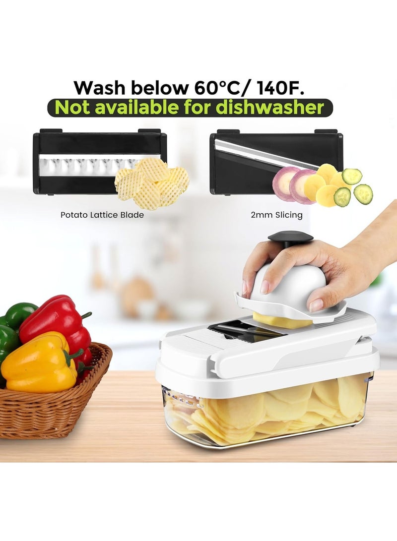 RION 15-in-1 Multifunction Vegetable Chopper with 7 Interchangeable Blades for Slicing, Dicing & Grating (Black/White) - Image 5