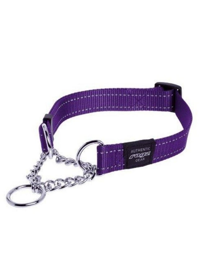 Rogz Reflective Nylon Choke Collar; Slip Show Obedience Training Gentle Choker for Medium Dogs, Purple - Image 1