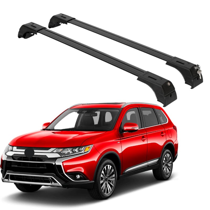 ERKUL Roof Rack Cross Bars for Mitsubishi Outlander 20142021 Not fit for Outlander Sport Lockable Aluminum Crossbars for Rooftop Compatible with Flush Rails Black