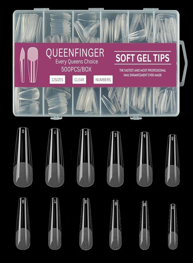 QUEENFINGER Gel X Nail Tips, Soft Gel Full Cover Clear Acrylic Nail Extensions for Manicure Nail Art Salon or Home DIY Use Medium Length (600Pcs, #QF5) - Image 1