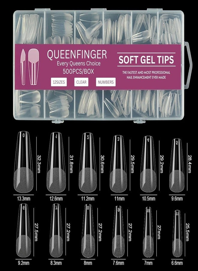 QUEENFINGER Gel X Nail Tips, Soft Gel Full Cover Clear Acrylic Nail Extensions for Manicure Nail Art Salon or Home DIY Use Medium Length (600Pcs, #QF5) - Image 2