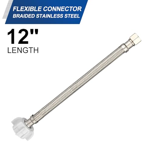 EFIELD 2-Pack EFIELD 12-inch Toilet Water Supply Connector Line Braided Stainless Steel Hose, 7/8 Female Ballcock Thread x 3/8" COMP,(HOSE049) - Image 3