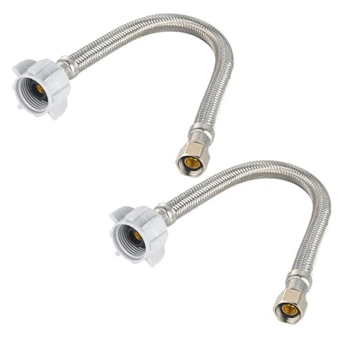 EFIELD 2-Pack EFIELD 12-inch Toilet Water Supply Connector Line Braided Stainless Steel Hose, 7/8 Female Ballcock Thread x 3/8" COMP,(HOSE049) - Image 1