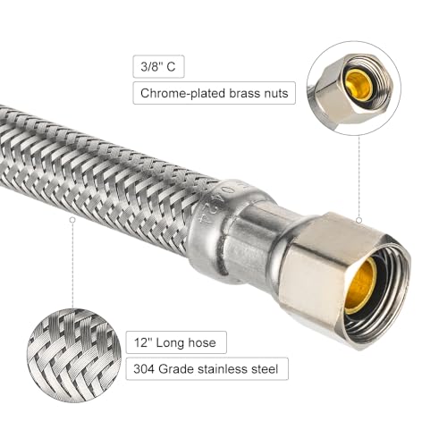 EFIELD 2-Pack EFIELD 12-inch Toilet Water Supply Connector Line Braided Stainless Steel Hose, 7/8 Female Ballcock Thread x 3/8" COMP,(HOSE049) - Image 5