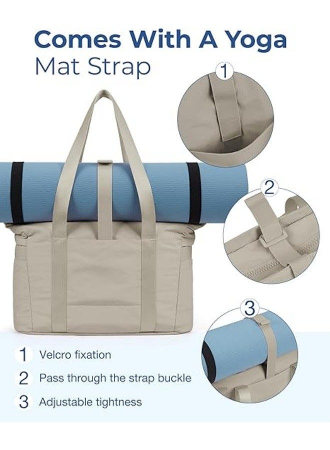NIBEMINENT Tote Bag for Women, Lightweight Large Tote Bag with Yoga Mat Strap, Quilted Shoulder Bag Handbag for Travel Work Gym - Image 3