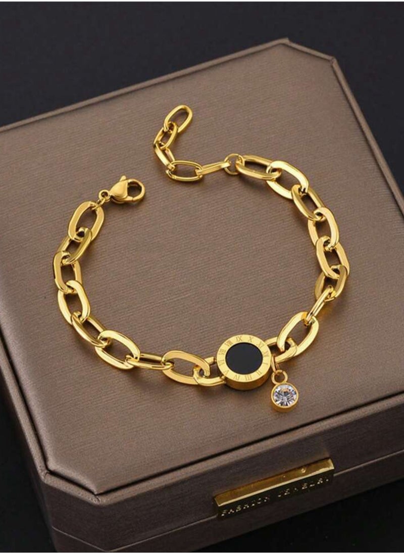 sixtyfour Elegant Gold Plated Stainless Steel Bracelet For Women  - Image 2