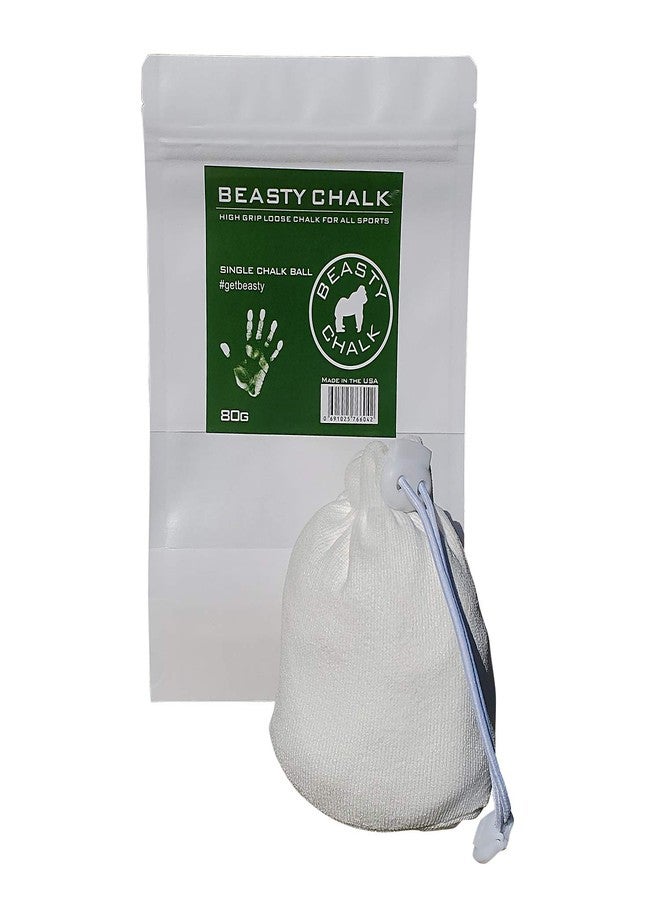 Beasty Chalk - Chalk Ball, 80 gram - Premium Gym Chalk in Refillable Sock - Non Toxic - Great for Climbing, Gymnastics, Weightlifting, Crossfit, Pool, Training - Image 1