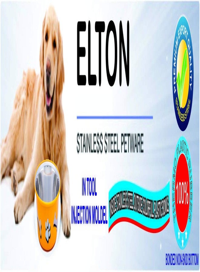 ELTON أوعية طعام الكلاب ELTON Paw & Bone Cutie Bowls (أصفر) - جودة تصدير - مصنوعة من الفولاذ المقاوم للصدأ - وعاء طعام للكلاب والقطط والحيوانات الأليفة (كبير 1.80 لتر) - طقم من قطعتين - 20 سم، ارتفاع 9 سم، عرض 15.5 سم - Image 5