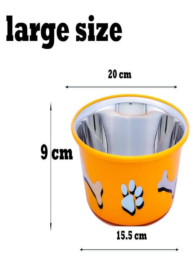ELTON أوعية طعام الكلاب ELTON Paw & Bone Cutie Bowls (أصفر) - جودة تصدير - مصنوعة من الفولاذ المقاوم للصدأ - وعاء طعام للكلاب والقطط والحيوانات الأليفة (كبير 1.80 لتر) - طقم من قطعتين - 20 سم، ارتفاع 9 سم، عرض 15.5 سم - Image 4