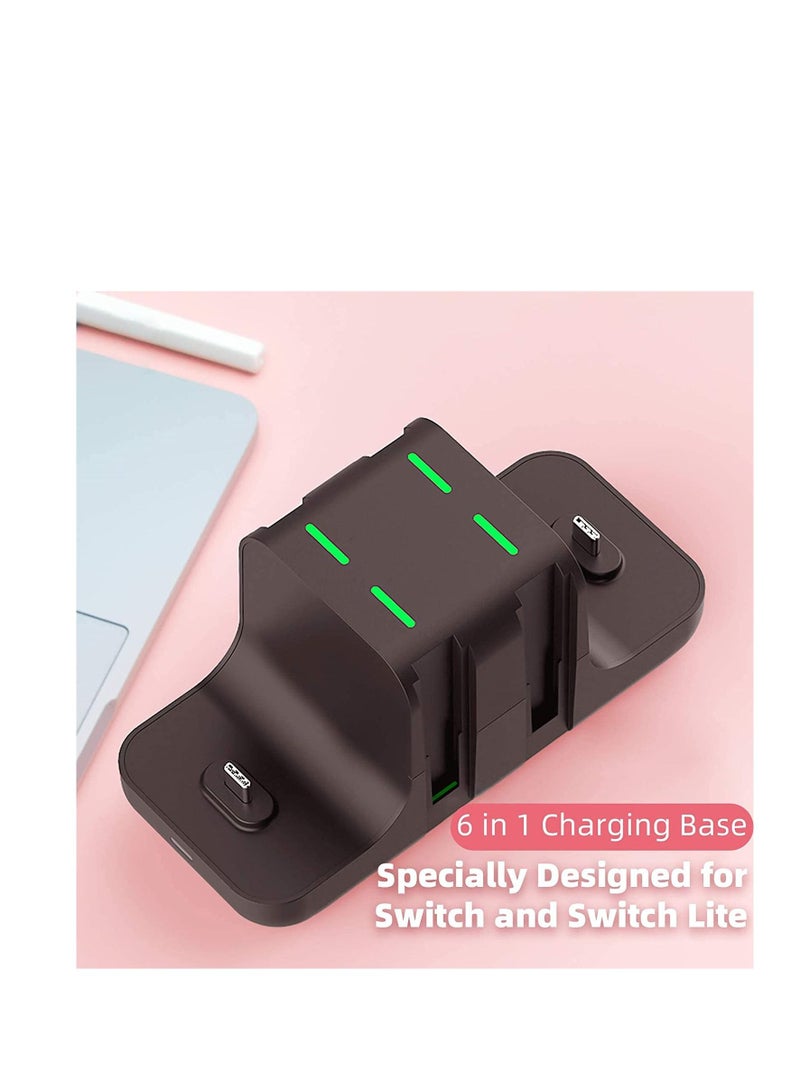 6 in 1 Controller Charger for Nintendo Switch, Type-C USB 2.0 Switch Charging Dock Stand Station for Joy-Con & Controllers, Portable LED Display Charger Docking for Switch - Image 5