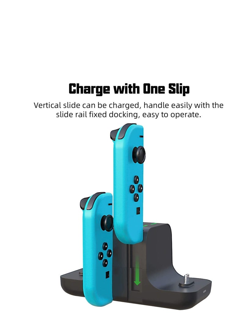 6 in 1 Controller Charger for Nintendo Switch, Type-C USB 2.0 Switch Charging Dock Stand Station for Joy-Con & Controllers, Portable LED Display Charger Docking for Switch - Image 2