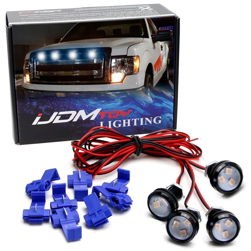 iJDMTOY 4pc Set Custom Retrofit Xenon White Front Grille Mesh Mount LED Lighting Kit Compatible with Trucks SUVs - Image 2