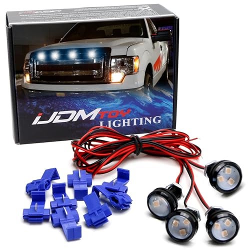 iJDMTOY 4pc Set Custom Retrofit Xenon White Front Grille Mesh Mount LED Lighting Kit Compatible with Trucks SUVs - Image 1