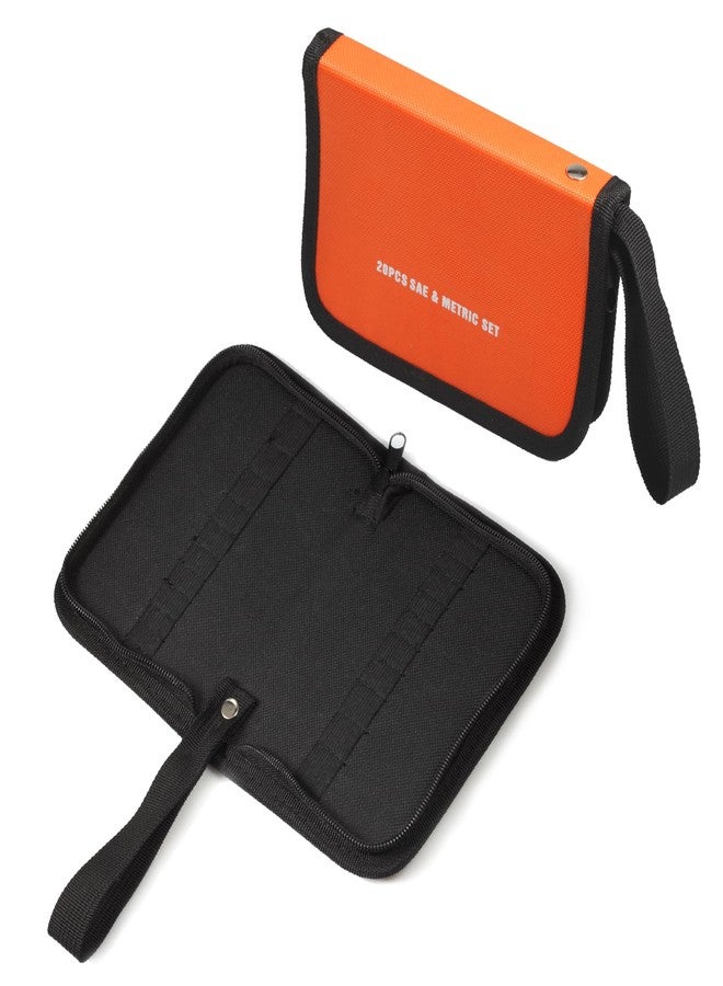 SPEEDWOX 20 Pockets Wrench Tool Storage Bag, Tool Pouch Organizer for Mini Wrenches, Metric and SAE, Portable Tool Organizer with Tote Design, Orange 1680D Oxford Fabric - Image 1