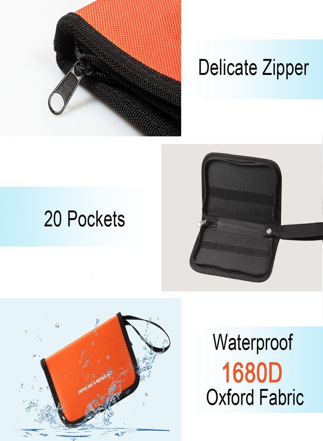 SPEEDWOX 20 Pockets Wrench Tool Storage Bag, Tool Pouch Organizer for Mini Wrenches, Metric and SAE, Portable Tool Organizer with Tote Design, Orange 1680D Oxford Fabric - Image 2