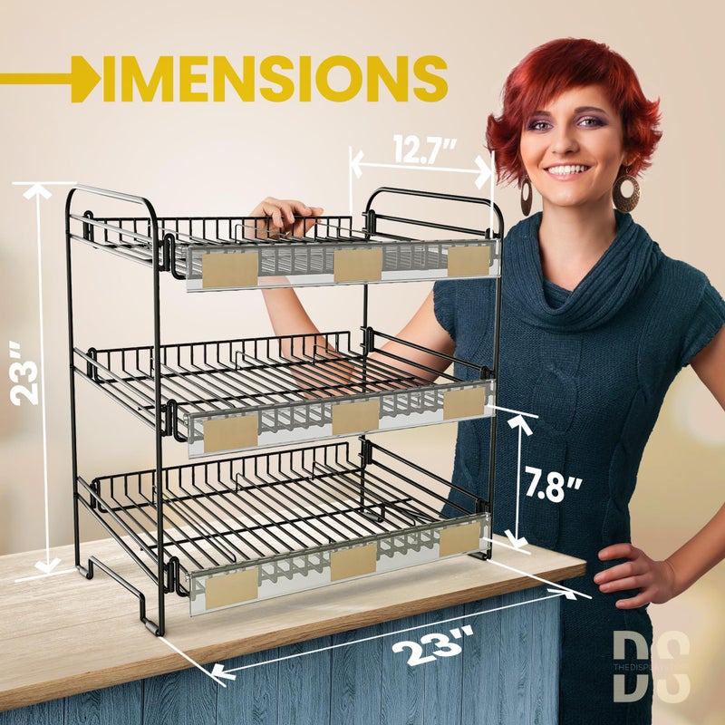 DS THE DISPLAY STORE Black 3 Tier Candy Display Rack â€“ Chip Display for Snack Vendors, Food Trucks, Concession Stands & Retail Storefronts - Image 2