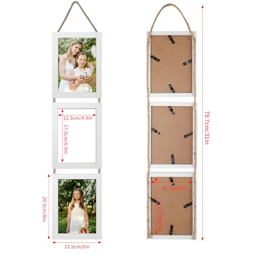QUTREY 5x7 Collage Picture Frames White, 6 Openings Vertical 5 x 7 Hanging Photo Frames Display 5 by 7 inch Pictures for Wall Decor, 2 Pack - Image 2