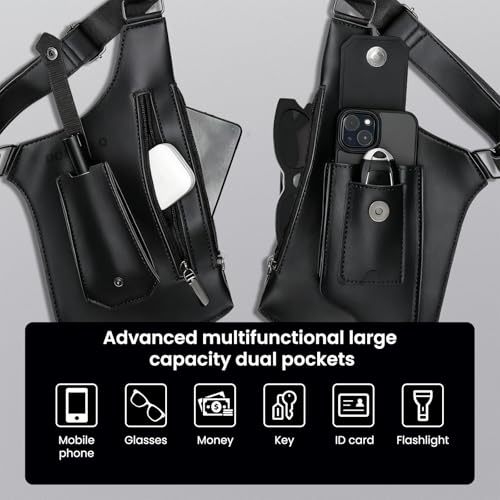DOEUTLQ 2pc Leather Double Shoulder Armpit Bag for Men Underarm Concealed Rover The Holste Vest for Mens Adjustable Leather Bag - Image 2