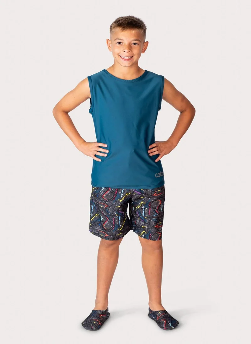 COEGA SUNWEAR COEGA Boys Youth Rashguard Sleeveless - Green Abstract Paint
