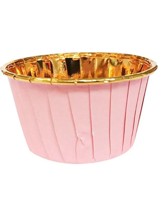 Dolphin Paper Muffin Cake Mold 25 Pieces Pink - Gold