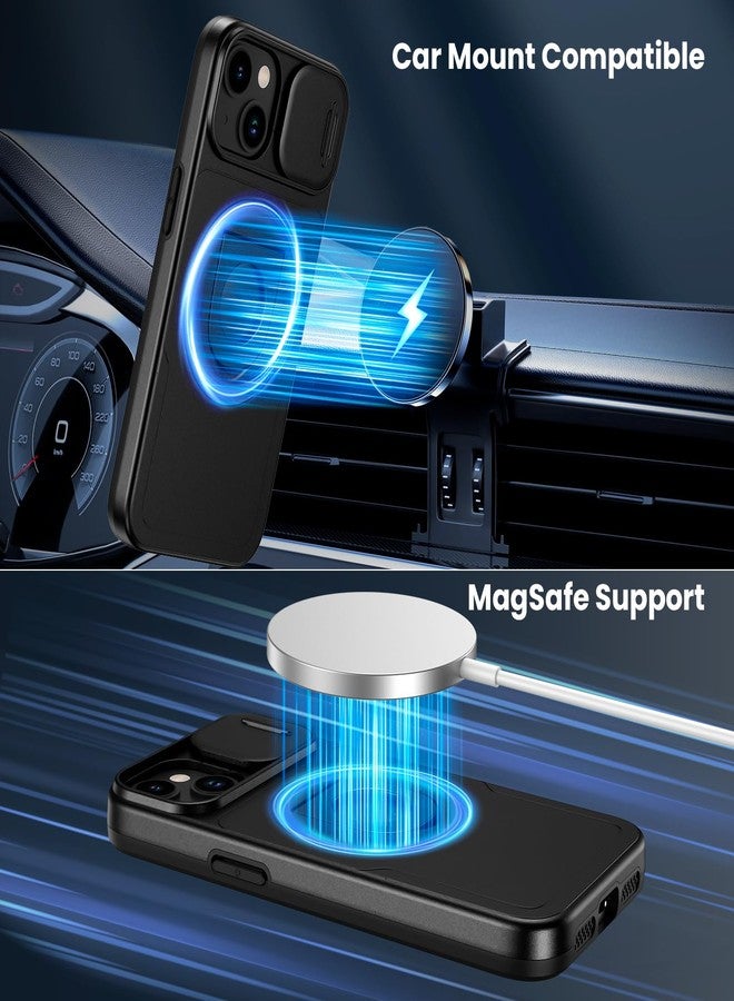 VEGO for iPhone 13 Case with Slide Camera Cover, iPhone 14 case [Compatible with MagSafe] Built-in 360° Kickstand, Military Grade Shockproof Protective Magnetic Phone Case for iPhone 13 & 14-Black - Image 5