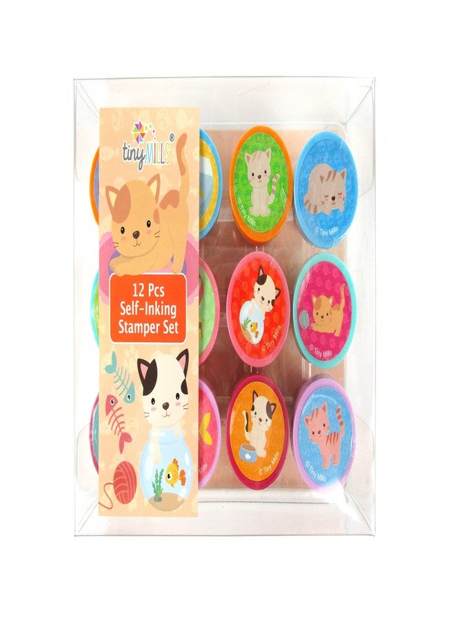 TINYMILLS 12 Pcs Cats Kittens Stamp Kit for Kids - Kitty Cat Self Inking Stamps Gift Party Favors - Image 2