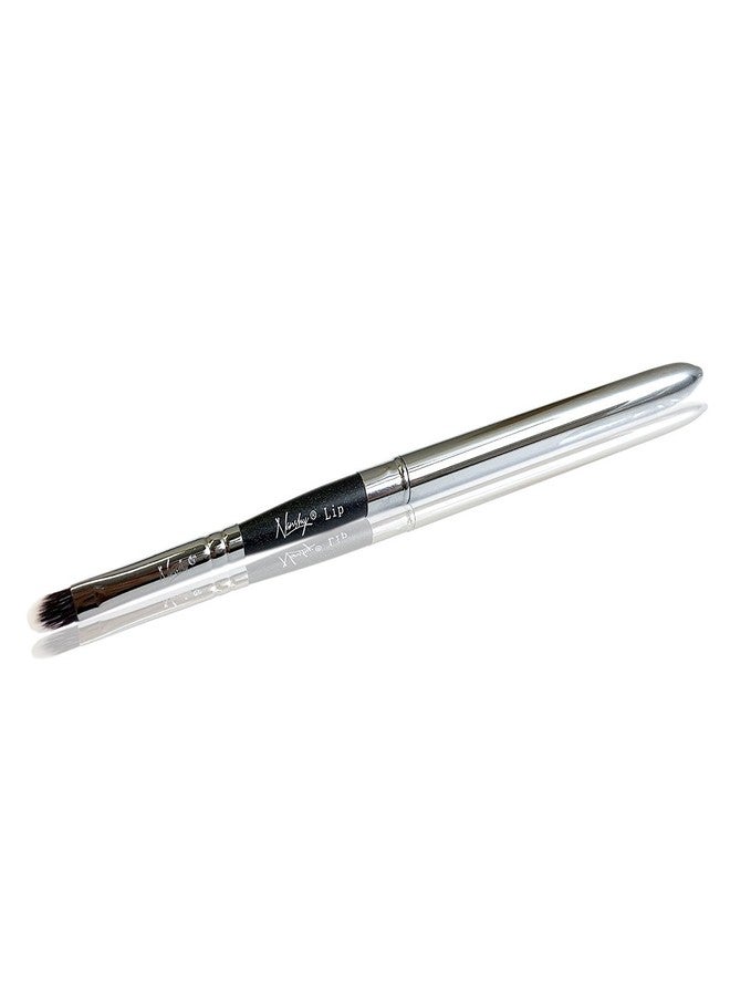 Nanshy Lip Brush with Lid - Lip Gloss & Lipstick Brush - Vegan & Cruelty-Free - Travel & Handbag Friendly - (Black Handle, Chrome Silver Cap) - Reusable (Black) - Image 3
