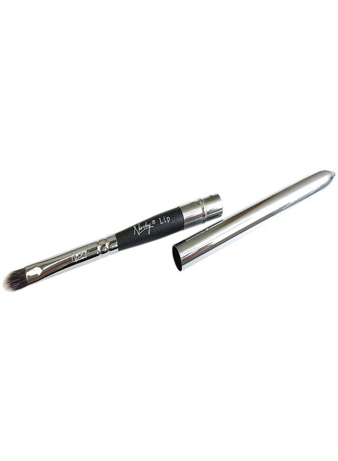 Nanshy Lip Brush with Lid - Lip Gloss & Lipstick Brush - Vegan & Cruelty-Free - Travel & Handbag Friendly - (Black Handle, Chrome Silver Cap) - Reusable (Black) - Image 4