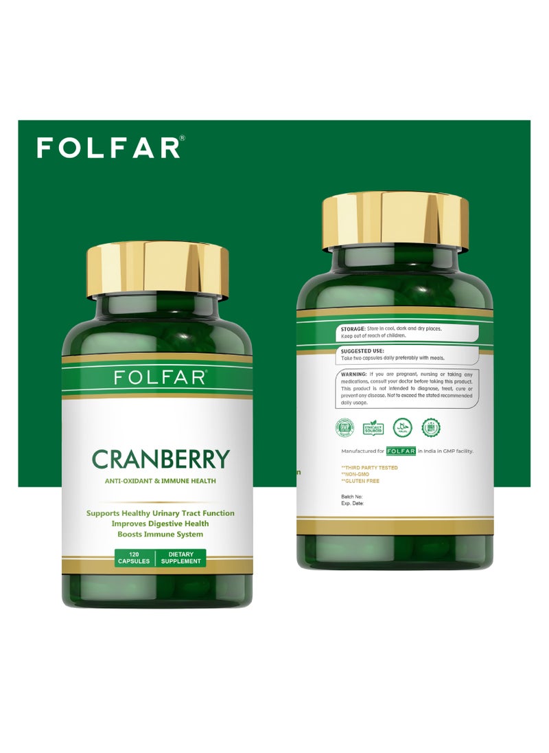 Folfar Cranberry Extract + Vitamin C - Urinary Tract Function - 120 Capsules  - Image 3