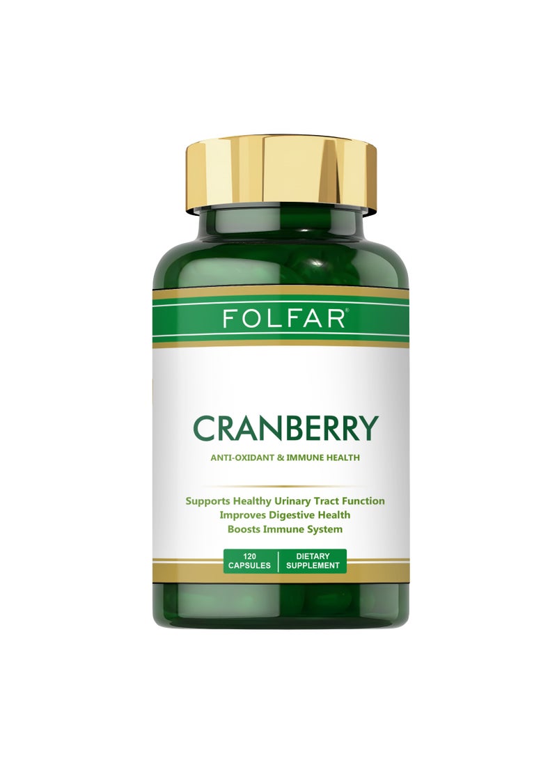 Folfar Cranberry Extract + Vitamin C - Urinary Tract Function - 120 Capsules  - Image 1