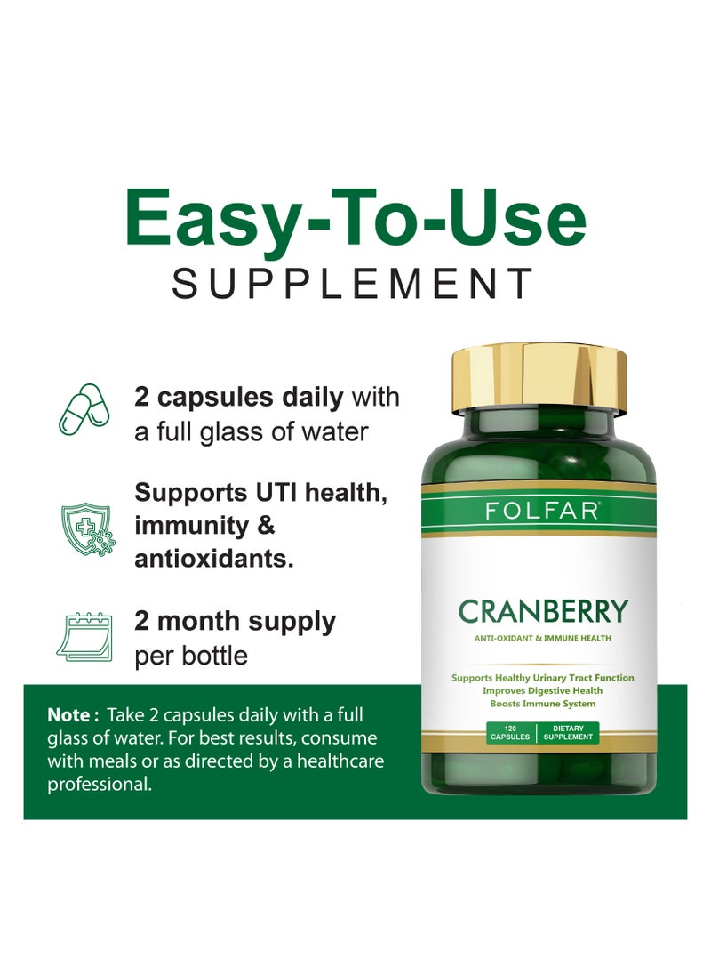 Folfar Cranberry Extract + Vitamin C - Urinary Tract Function - 120 Capsules  - Image 5