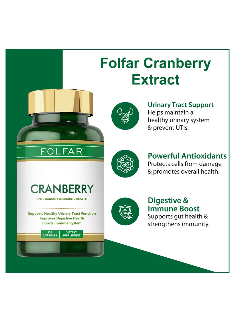 Folfar Cranberry Extract + Vitamin C - Urinary Tract Function - 120 Capsules  - Image 4