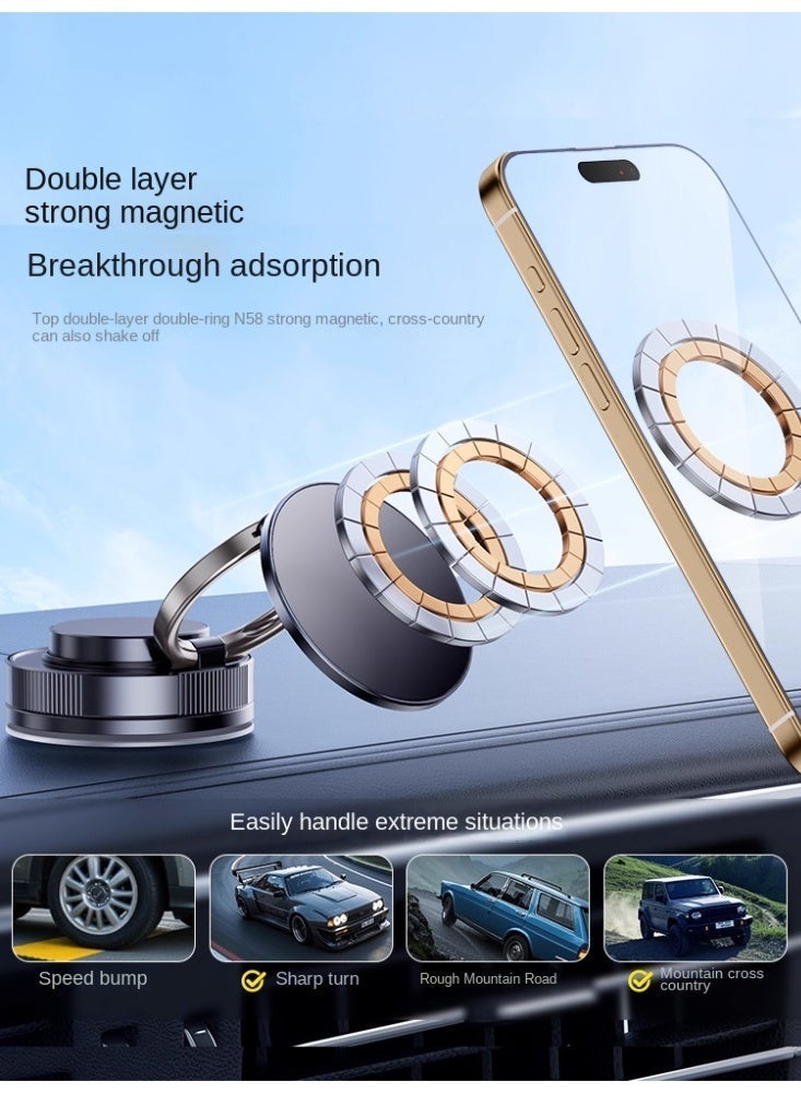 Vacuum Magnetic Car Phone Mount - 360° Rotating Foldable Dashboard Suction Cup Holder，Strong Magnetic Vacuum Suction Car Phone Holder Mount Universal for iPhone Android MagSafe Compatible Air Vent Dashboard Windshield - Image 2