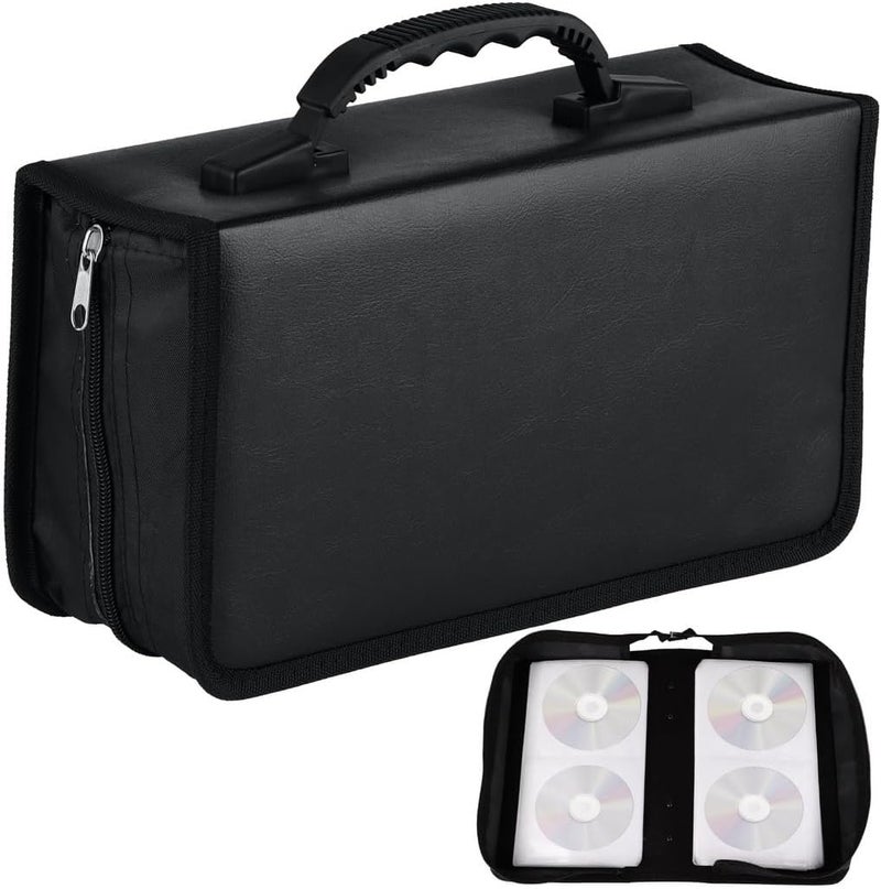 Large Capacity Pu Leather Cd Storage Binder for 128 Discs, Portable DVD Organizer for Home, Car, Office, Travel - Image 1