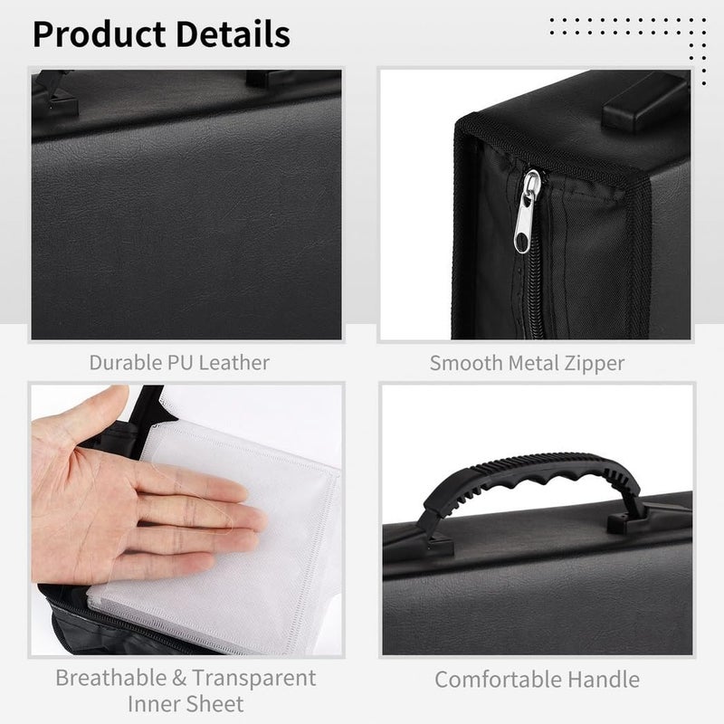 Large Capacity Pu Leather Cd Storage Binder for 128 Discs, Portable DVD Organizer for Home, Car, Office, Travel - Image 2
