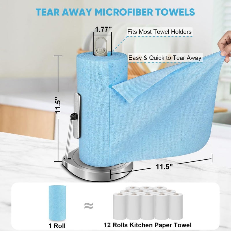 AIDEA Microfiber Cleaning Cloth Roll, 50PK, Blue Shop Towels Reusable Tear Away Paper Towels, Washable Shop Rags, Microfiber Towels for Cars, Lint Free Rags for House, Mechanic, Workshops, 11.5"Ã—11.5" - Image 2
