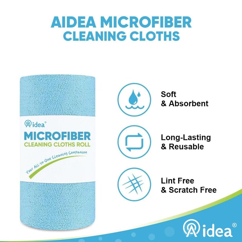 AIDEA Microfiber Cleaning Cloth Roll, 50PK, Blue Shop Towels Reusable Tear Away Paper Towels, Washable Shop Rags, Microfiber Towels for Cars, Lint Free Rags for House, Mechanic, Workshops, 11.5"Ã—11.5" - Image 4
