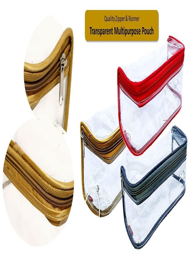 iShine Travel Lingerie UG Storage Multipurpose Transparent Zipper Pouch Golden for Men & Women Thread Hang Model (1 Piece) - Image 4