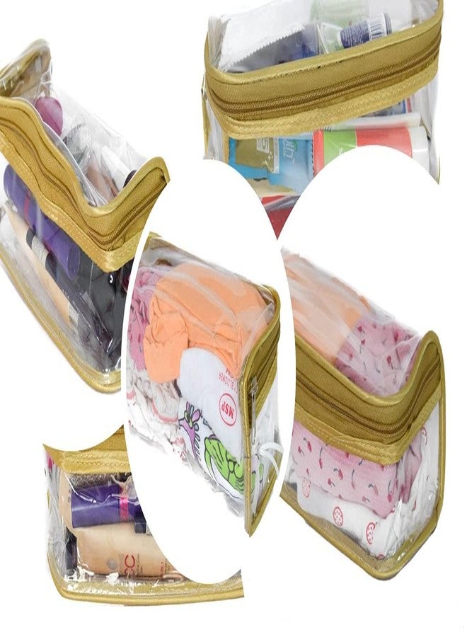 iShine Travel Lingerie UG Storage Multipurpose Transparent Zipper Pouch Golden for Men & Women Thread Hang Model (1 Piece) - Image 2