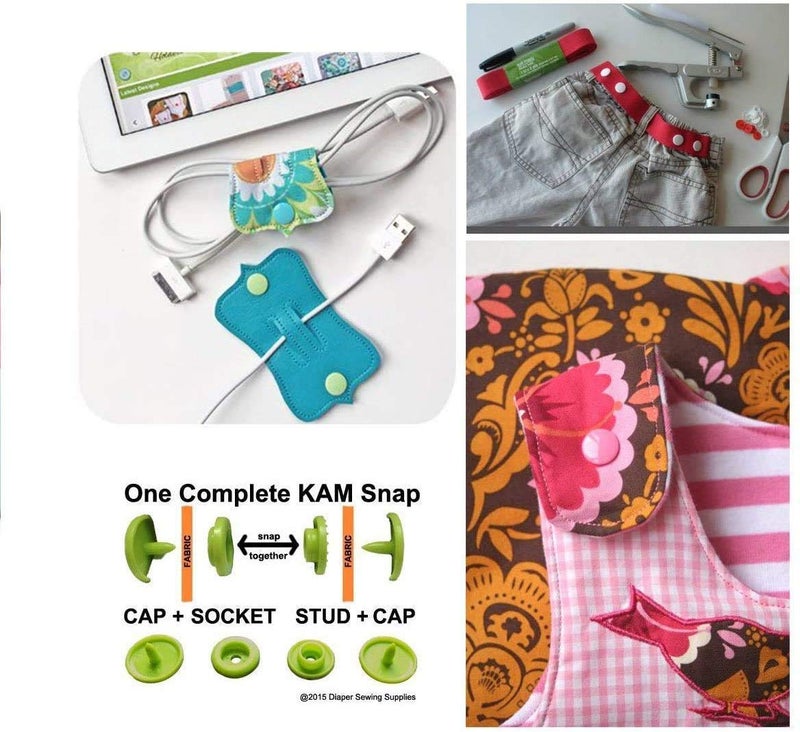 BetterJonny KAM Snaps Buttons + Snap Pliers, Starter Fasteners Kit, 384 Sets 24-Colors, Size 20 T5 KAM Snap Plastic Fasteners Punch Poppers Closures No-Sew Buttons for Crafts Cloth Diaper Bibs - Image 3