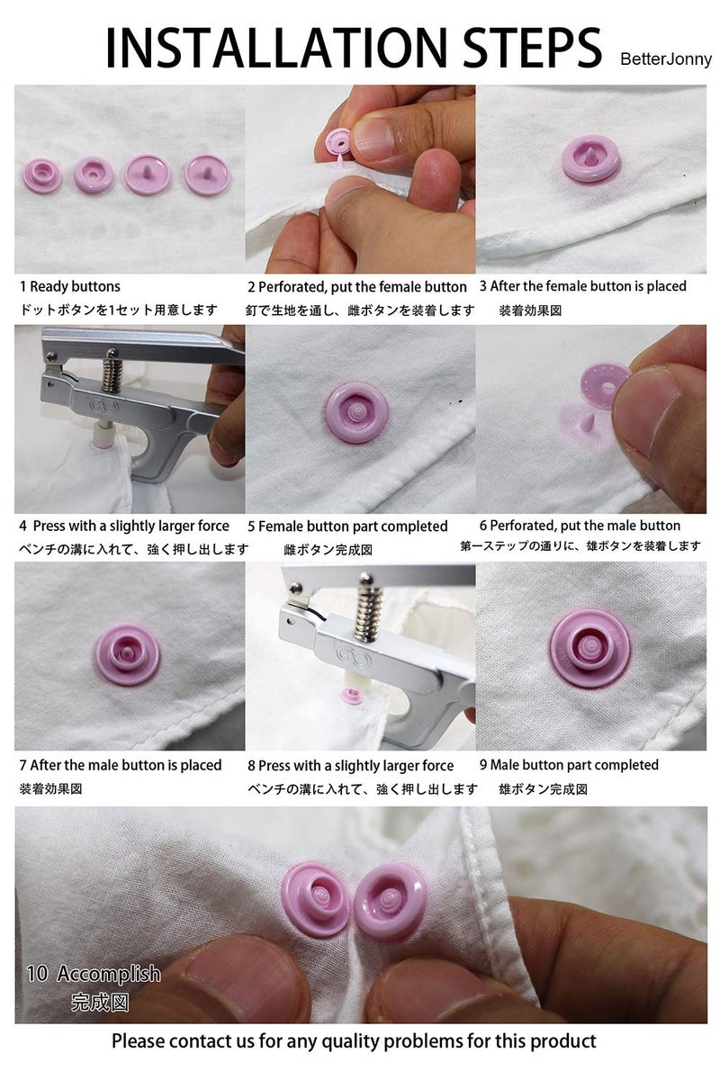 BetterJonny KAM Snaps Buttons + Snap Pliers, Starter Fasteners Kit, 384 Sets 24-Colors, Size 20 T5 KAM Snap Plastic Fasteners Punch Poppers Closures No-Sew Buttons for Crafts Cloth Diaper Bibs - Image 2