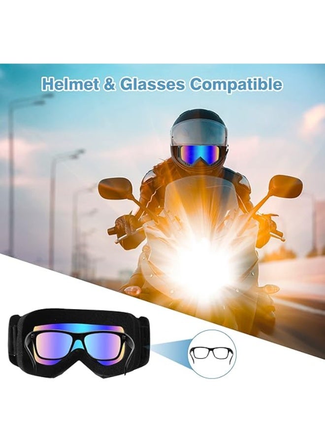 زوجان من نظارات دراجة ترابية - دراجة نارية، ATV، ركوب، تزلج، نظارات سباق مقاومة للرياح (ملونة شفافة) - Image 5